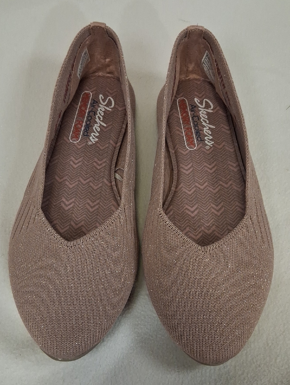 Skechers Sparkle Air Cooled Memory Foam Knit Slip-On Ballet Flats - Rose Taupe